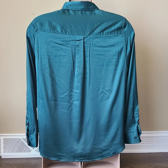 Equipment Polyester blouse women's sz.XXL green  button up breast pockets - Picture 3 of 16